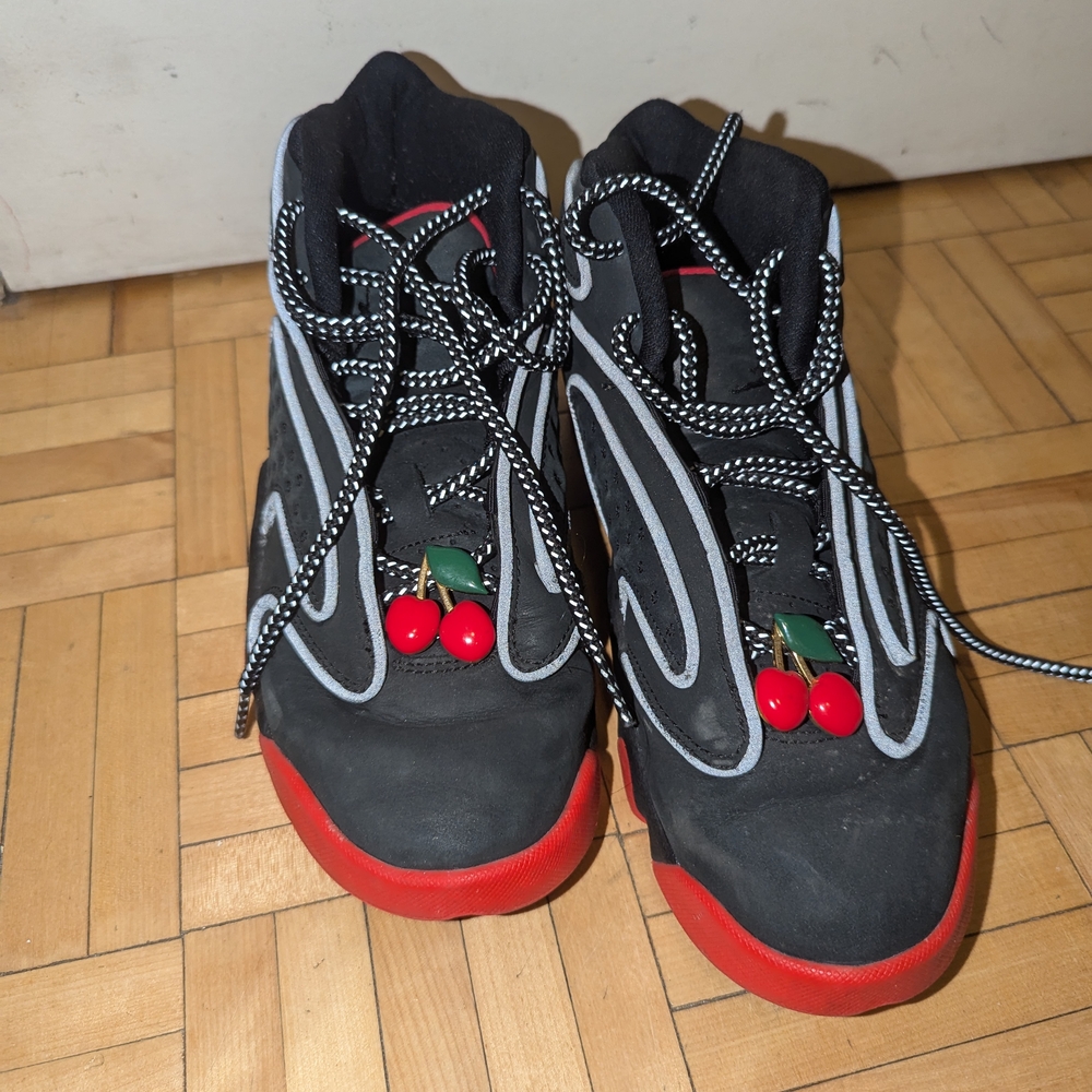 Black and Red Kids Shoes with Cherry Design
